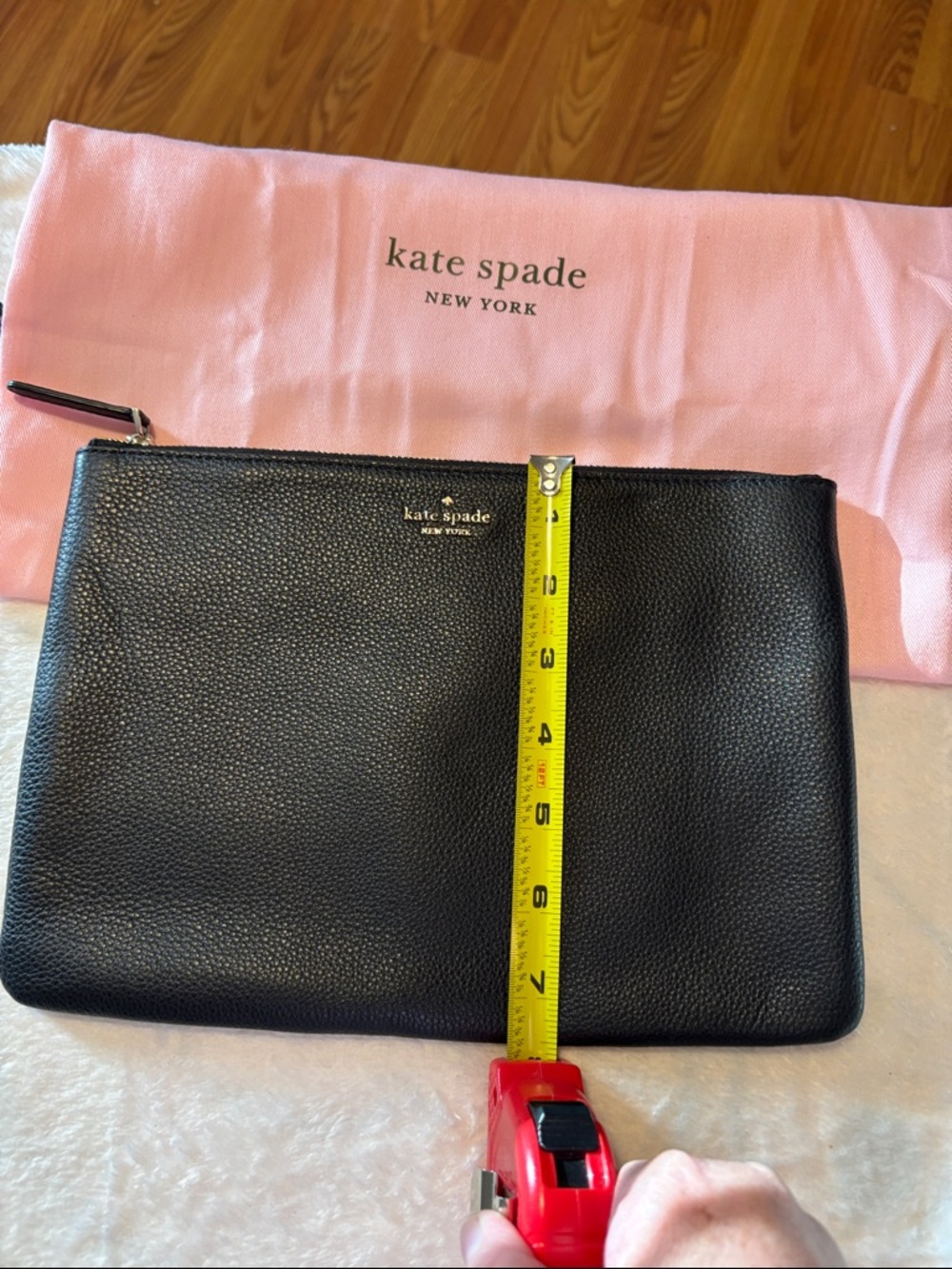 kate spade Black Pebbled Leather Zip Pouch - Picture 6 of 7